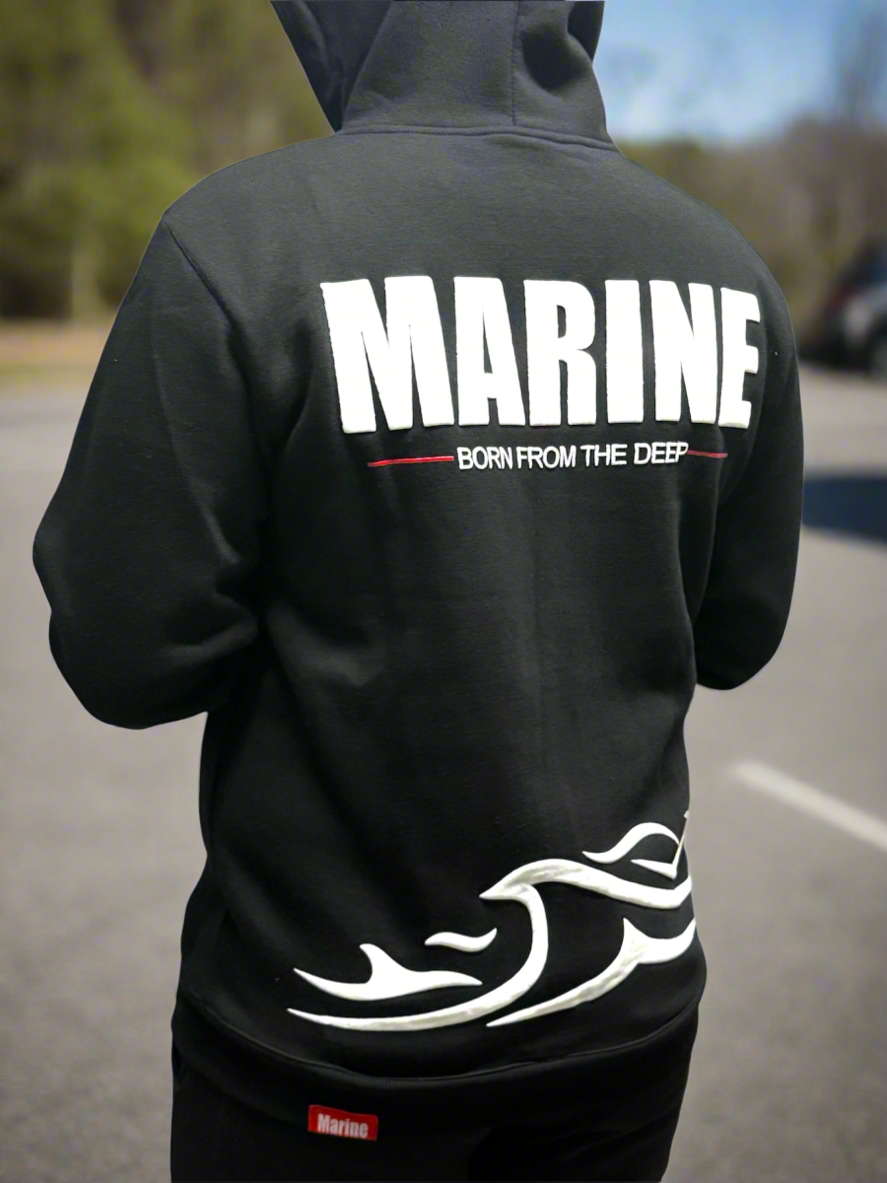 Marine Puff Printed Hoodie and Cargo Jogger tracksuit