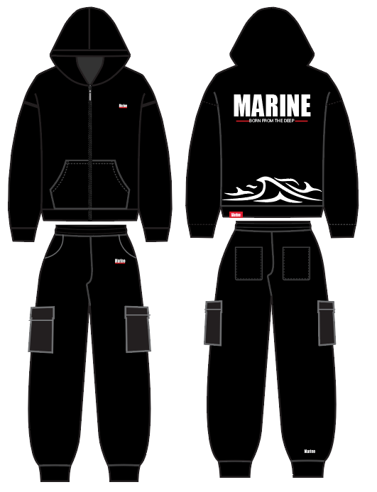 Marine Puff Printed Hoodie and Cargo Jogger tracksuit